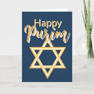 Cartão Happy Purim Greeting Card - Star of David Blue 