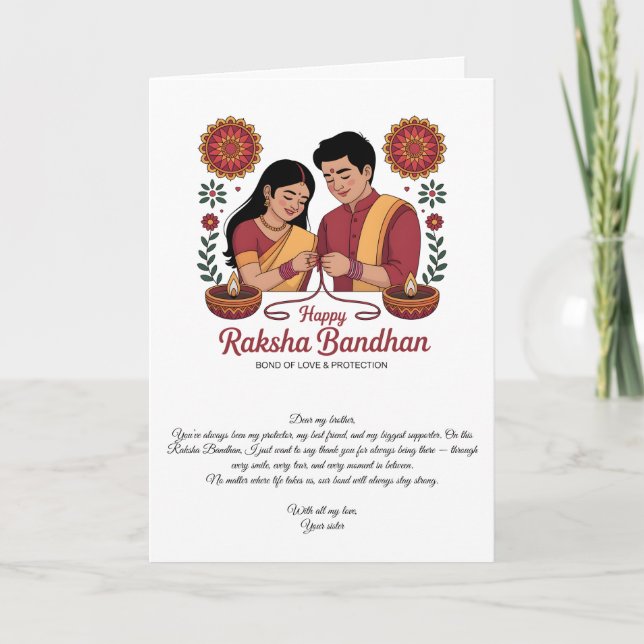 Cartão Happy Raksha Bandhan Folded Greeting Card (Frente)