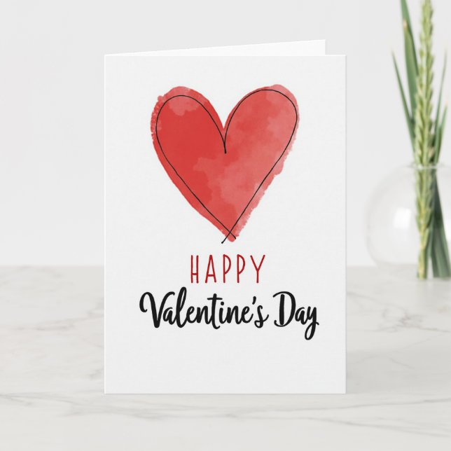 Cartão Happy Red Heart Valentines Day Card (Frente)