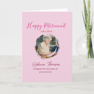 Cartão Happy retirement year name circle photo retired