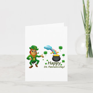 Cartão Happy Saint Patrick's Day Leprechaun Rainbow 