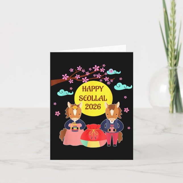 Cartão Happy Seollal 2026 Korean Lunar New Year Of The Ho (Frente)