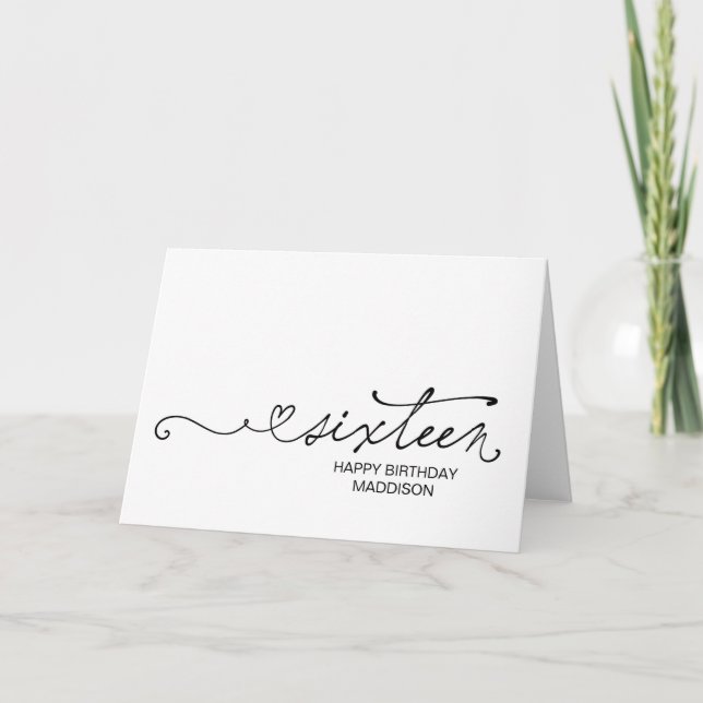 Cartão Happy Sixteenth Birthday Turning Sixteen 16th (Frente)