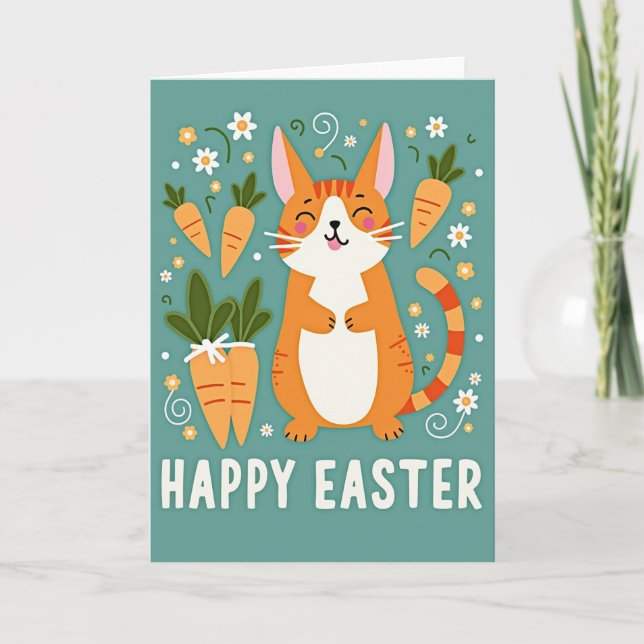 Cartão Happy Spring Feline Easter Card (Frente)