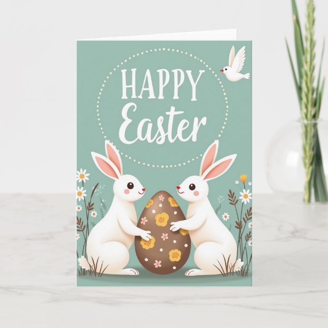 Cartão Happy Springtime Rabbits Card (Frente)