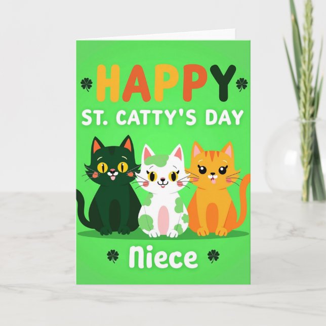 Cartão Happy St Cattys Day Niece Card (Frente)