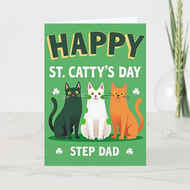 Cartão Happy St Cattys Day Step Dad Card (Frente)
