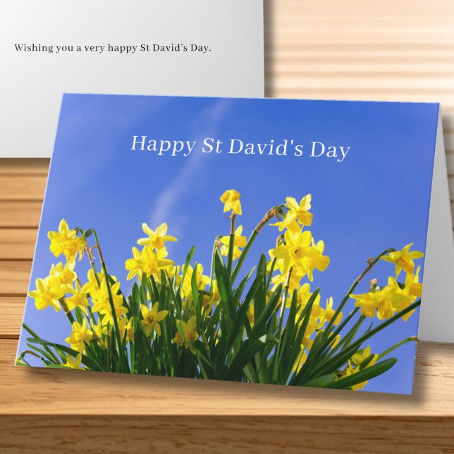 Cartão Happy St David’s Day Daffodils Welsh Greeting (Personalize message inside card, you can also edit Greeting on front if you wish)