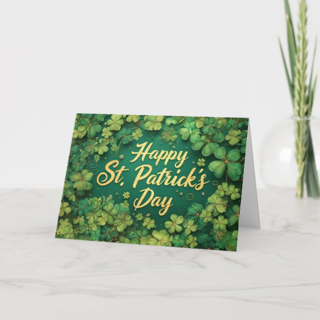 Cartão Happy St. Patrick’s Day Clover Design (Frente)