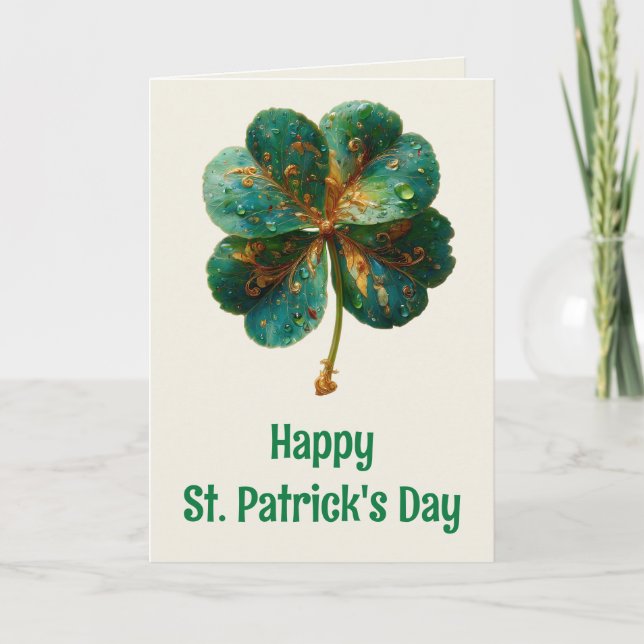 Cartão Happy St. Patrick’s Day Elegant Shamrock (Frente)