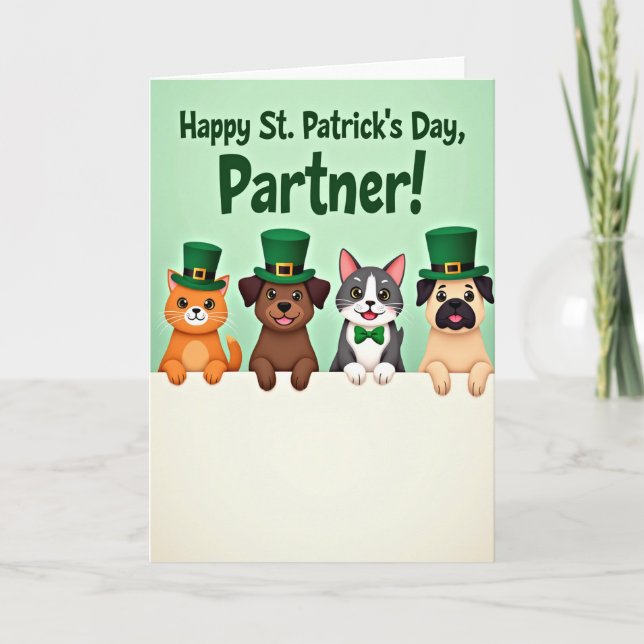 Cartão Happy St Patricks Day Animal Card (Frente)