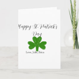 Cartão Happy St. Patrick's day green shamrock name 