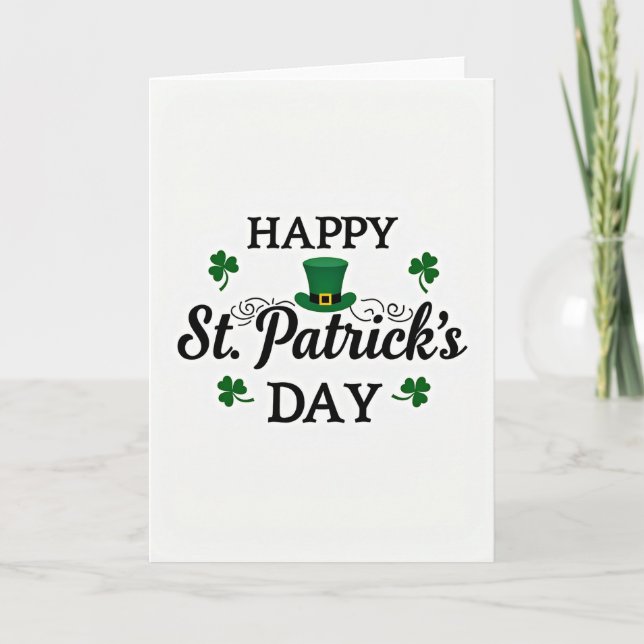 Cartão Happy St Patricks Day Script Card (Frente)