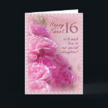 Cartão Happy Sweet 16 Aniversário Card<br><div class="desc">Um Design de Imagens Digitalbcon apresentando um tema cor de rosa rosa e de cor de local com imagens, formas, padrões, pincéis, fontes e estilos personalizados nesta placa de aniversário de uma espécie. Este cartão foi projetado especialmente para um avô dar a sua neta. Ele pode ser personalizado (quando solicitado)...</div>