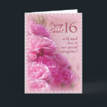 Cartão Happy Sweet 16 Aniversário Card<br><div class="desc">Um Design de Imagens Digitalbcon apresentando um tema cor de rosa rosa e de cor de local com imagens, formas, padrões, pincéis, fontes e estilos personalizados nesta placa de aniversário de uma espécie. Este cartão foi projetado especialmente para um avô dar a sua neta. Ele pode ser personalizado (quando solicitado)...</div>