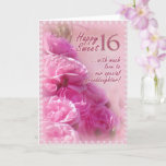 Cartão Happy Sweet 16 Aniversário Card<br><div class="desc">Um Design de Imagens Digitalbcon apresentando um tema cor de rosa rosa e de cor de local com imagens, formas, padrões, pincéis, fontes e estilos personalizados nesta placa de aniversário de uma espécie. Este cartão foi projetado especialmente para um avô dar a sua neta. Ele pode ser personalizado (quando solicitado)...</div>