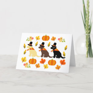 Cartão Happy Thanksgiving Labrador Silhouette White