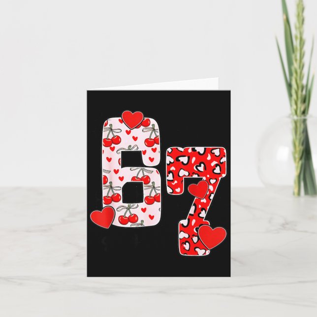 Cartão Happy Valentine’s Day 67 Meme Hearts Coquette Bow  (Frente)