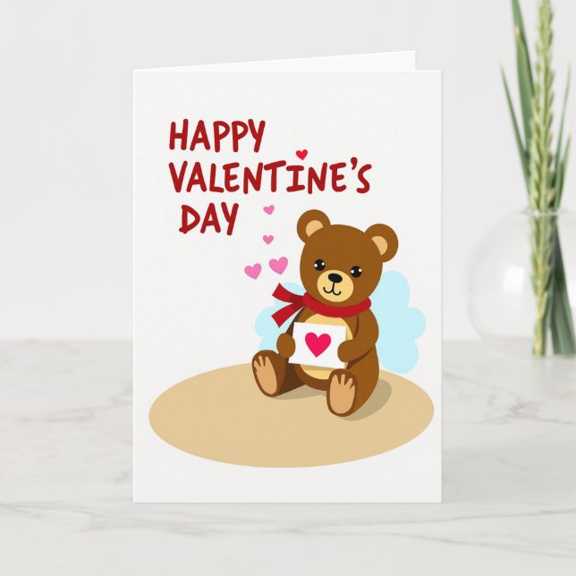 Cartão Happy Valentines Bear Heart Card (Frente)