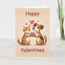 Cartão Happy Valentines Cat & Dog design