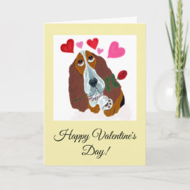 Cartão Happy Valentine's Day Basset Hound Doggie Card
