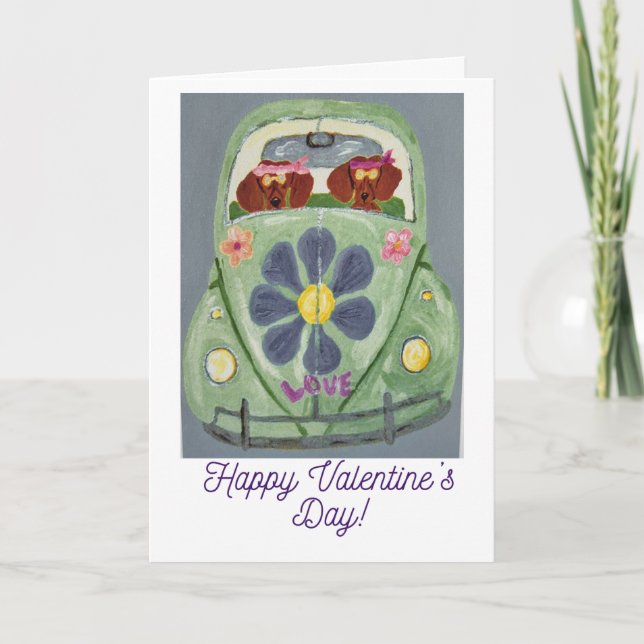 Cartão Happy Valentine's Day Dachshund Doggie Card (Frente)