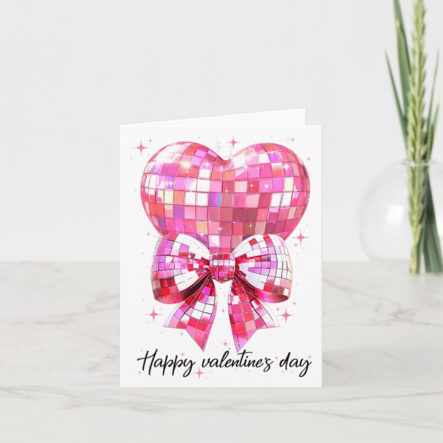 Cartão Happy Valentine's Day Funny Coquette Disco Ball He (Frente)