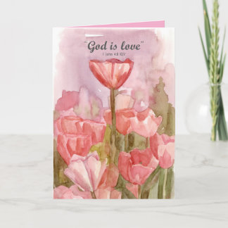 Cartão Happy Valentine's Day God is Love Scripture Tulips