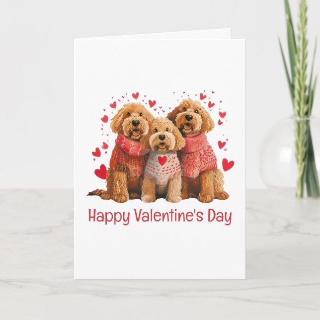 Cartão Happy Valentines Day Goldendoodle Dogs (Frente)