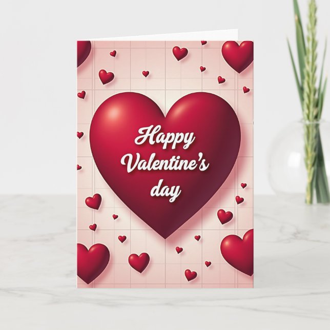 Cartão Happy Valentines Day Grid Card (Frente)