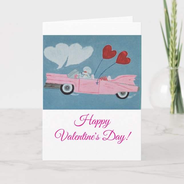Cartão Happy Valentine's Day Poodle Doggie Card (Frente)
