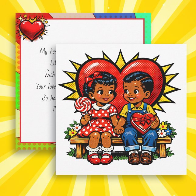 Cartão Happy Valentine's Day | Retro Pop Art Vintage (Criador carregado)