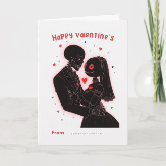 Cartão Happy Valentine's Day Skeleton Couple Card