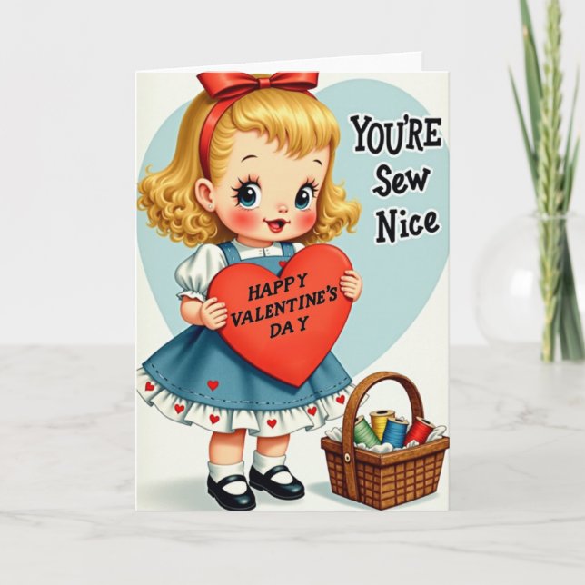Cartão Happy Valentines Sew Nice Card (Frente)