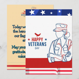 Cartão Happy Veterans Day Line Art Card