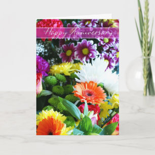 Cartão Happy Wedding Anniversary Bouquet Of Flowers Card