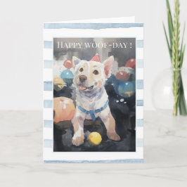 Cartão Happy Woof-Day Dog Birthday Card | Cute Watercolor