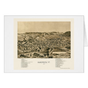 Cartão Hardwick, mapa panorâmico do VT - 1892
