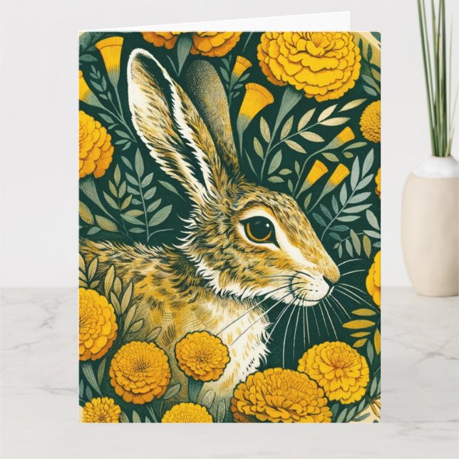 Cartão Hare Marigold (Frente)