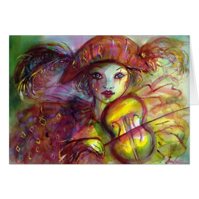 Cartão HARLEQUIN / Carnaval veneziano (Frente Horizontal)