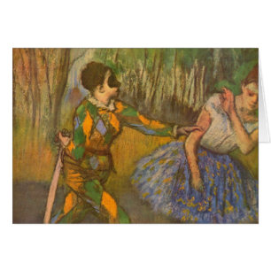 Cartão Harlequin e Columbine por Edgar Degas Vintage Art