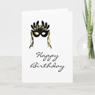 Cartão Harlequin Mask Happy Birthday Card