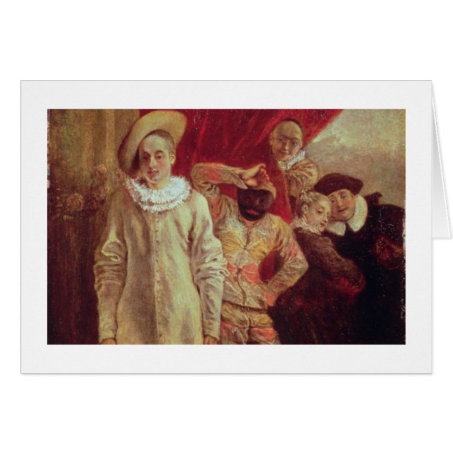 Cartão Harlequin, Pierrot e Scapin, atores de COM (Frente Horizontal)