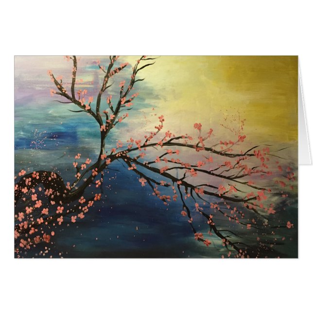 Cartão Harmonia da flor de cerejeira (Frente Horizontal)