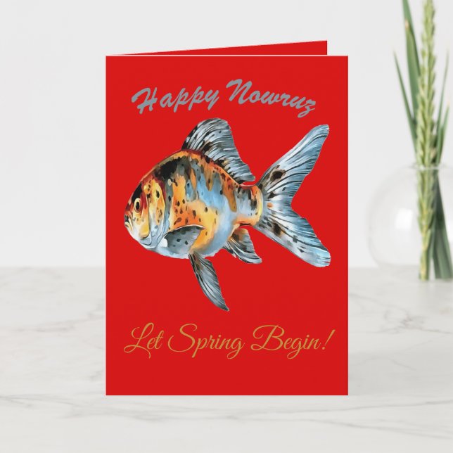Cartão Harmonia da Primavera Feliz Nowruz Peixe (Frente)