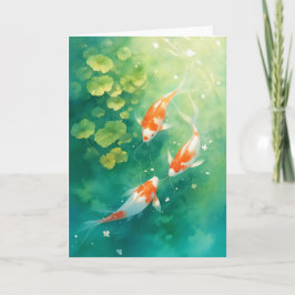 Cartão Harmonia dos Peixes Koi no Lago