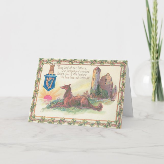 Cartão Harp de Erin Sun do Castelo de Cão Shamrock (Frente)