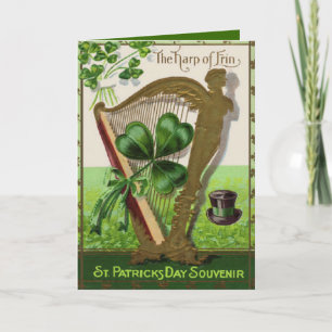 Cartão Harp of Erin St. Patrick's Day Vintage Card