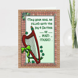 Cartão Harp, Shamrocks, Bênção Musical Irlandesa Personal