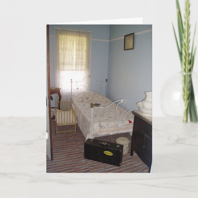 Cartão "Harris House Lá Em Baixo, Quarto De Cama" (Frente)